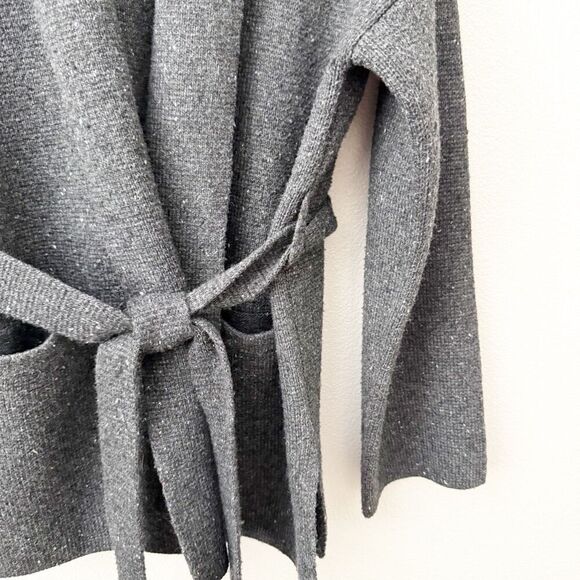 MADEWELL | Donegal Tie-Waist Cardigan Sweater "Thunder" Gray Wool Blend | Medium - Picture 6 of 9